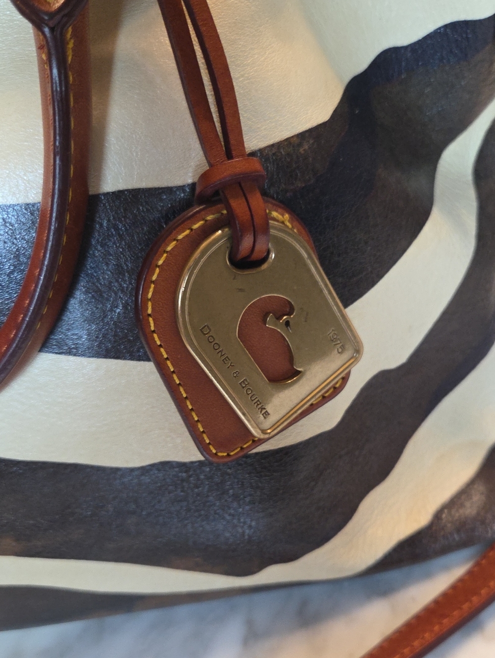 Used Dooney & Bourke Brown Cream Zebra-Print Satchel with Wallet Set - Picture 11 of 11